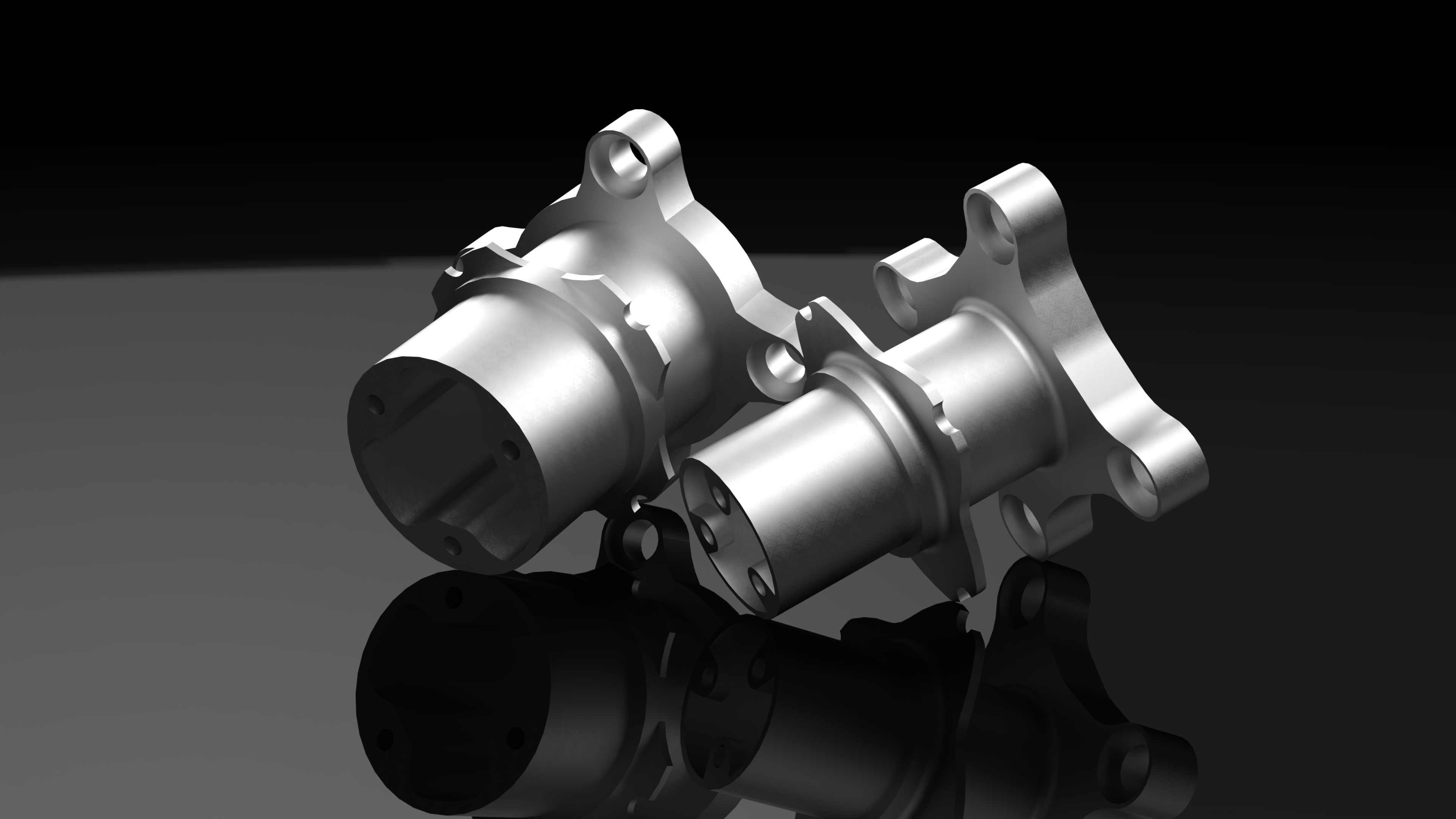 Render of machined aluminium wheel hubs